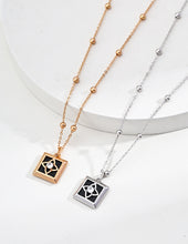 Load image into Gallery viewer, Square Agate Zircon Pendant Necklace D0586