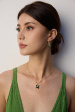 Load image into Gallery viewer, Square Agate Zircon Pendant Necklace D0586