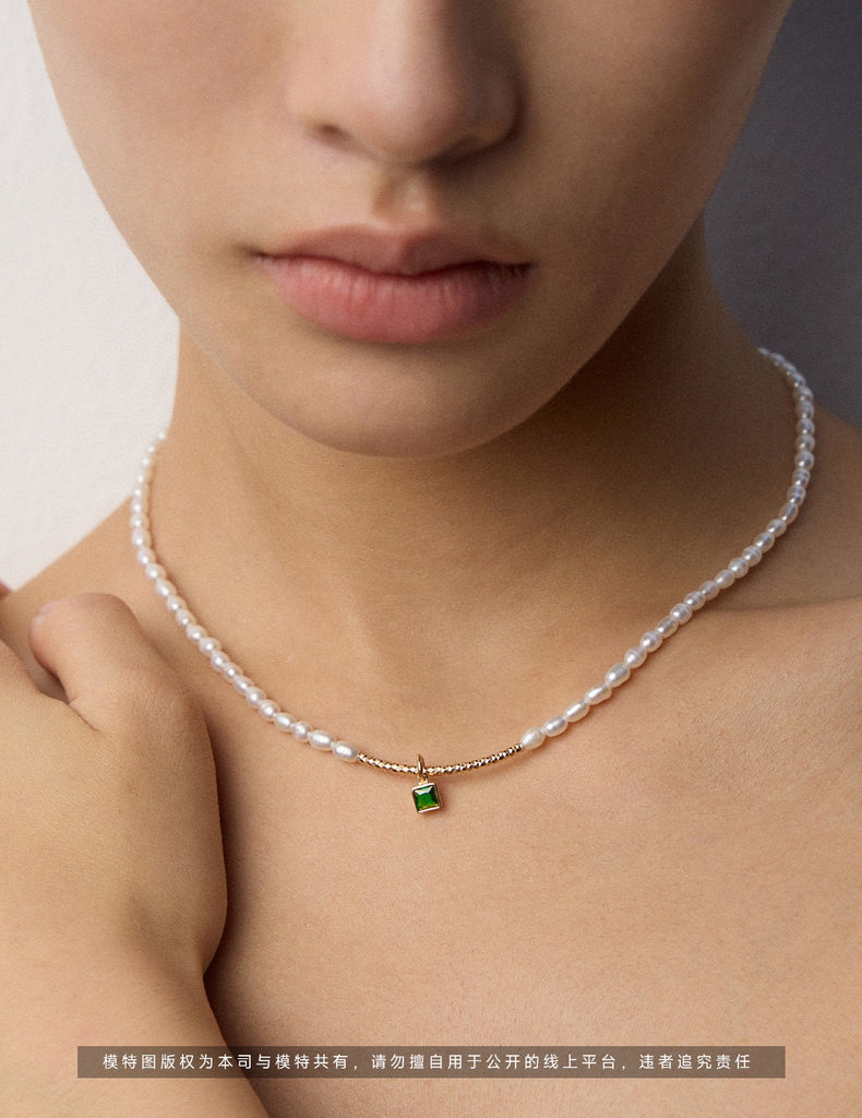 Zircon Pearl Necklace  D0523