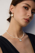 Load image into Gallery viewer, Natural Pearl Drip Enamel Rose Pendant Necklace D0614