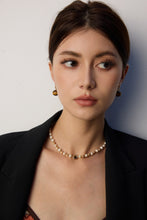 Load image into Gallery viewer, Natural Pearl Tiger&#39;s Eye Zircon Necklace D0590