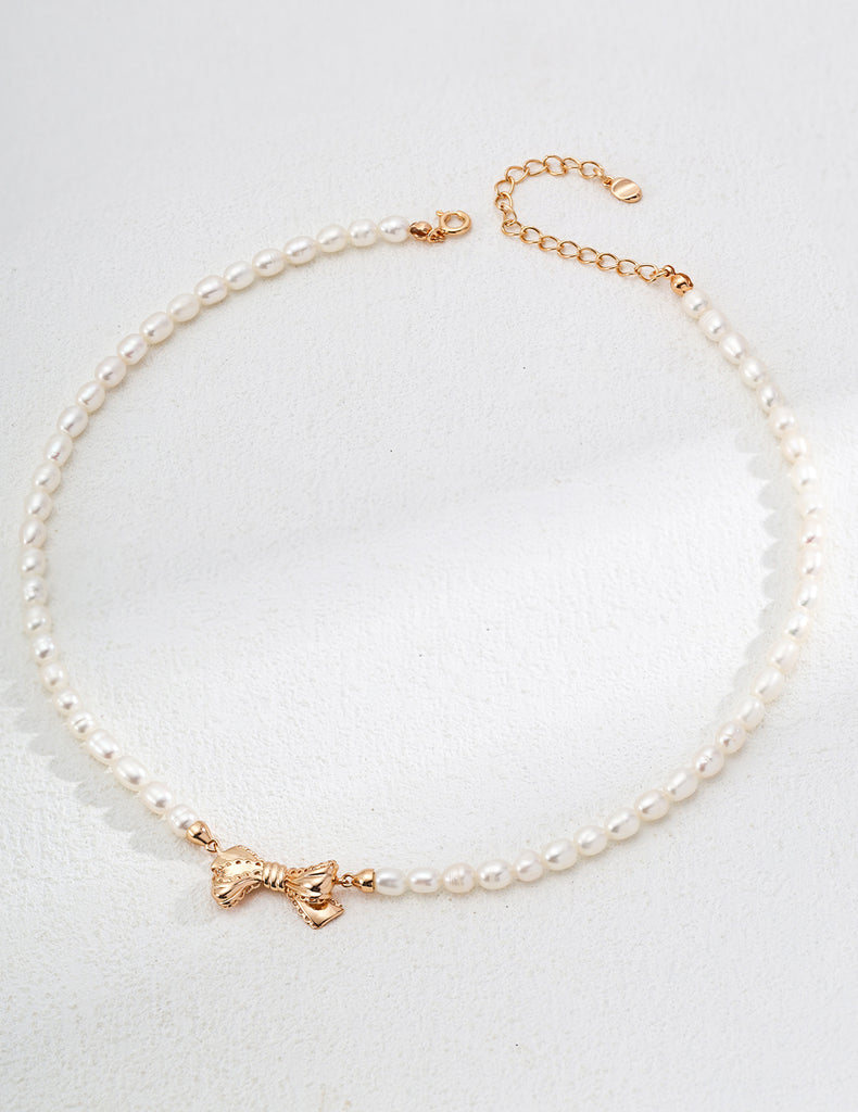 Vintage Natural Pearl Butterfly Necklace D0580