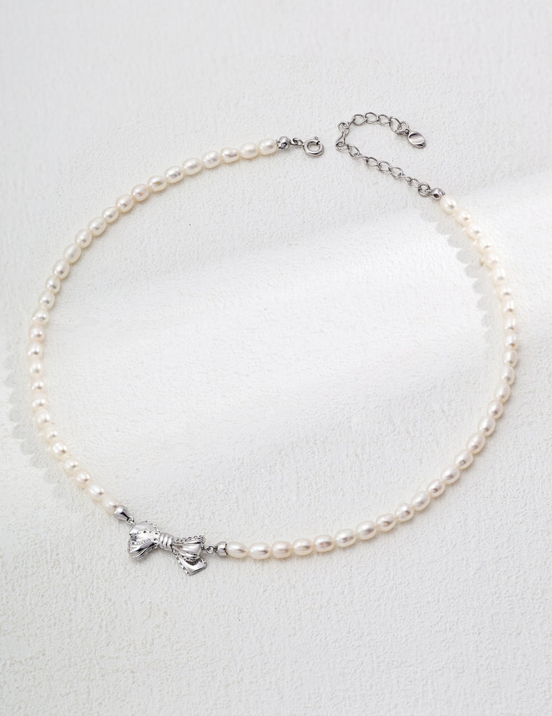 Vintage Natural Pearl Butterfly Necklace D0580