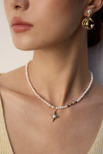 Load image into Gallery viewer, Natural Pearl and Zircon Pendant Necklace  D0593