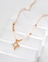 Load image into Gallery viewer, Natural Pearl and Zircon Pendant Necklace  D0593