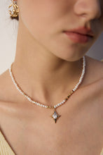Load image into Gallery viewer, Natural Pearl and Zircon Pendant Necklace  D0593