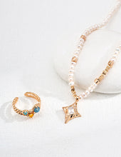 Load image into Gallery viewer, Natural Pearl and Zircon Pendant Necklace  D0593