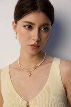 Load image into Gallery viewer, Natural Pearl and Zircon Pendant Necklace  D0593