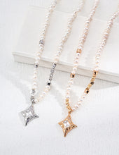 Load image into Gallery viewer, Natural Pearl and Zircon Pendant Necklace  D0593