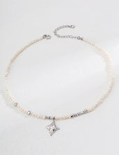 Load image into Gallery viewer, Natural Pearl and Zircon Pendant Necklace  D0593