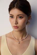 Load image into Gallery viewer, Natural Pearl and Zircon Pendant Necklace  D0593
