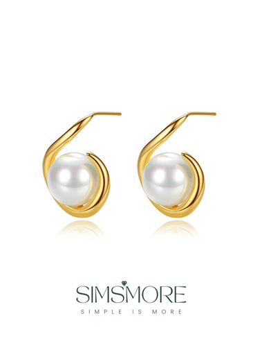 Minimalist Shell Pearl Earrings E0686