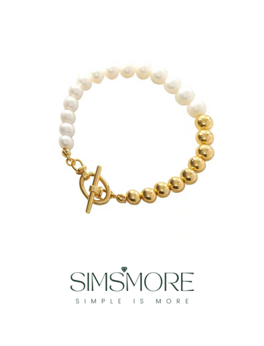 Pearl Sterling Silver Vintage Gold Bracelet SL0064