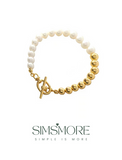Pearl Sterling Silver Vintage Gold Bracelet SL0064