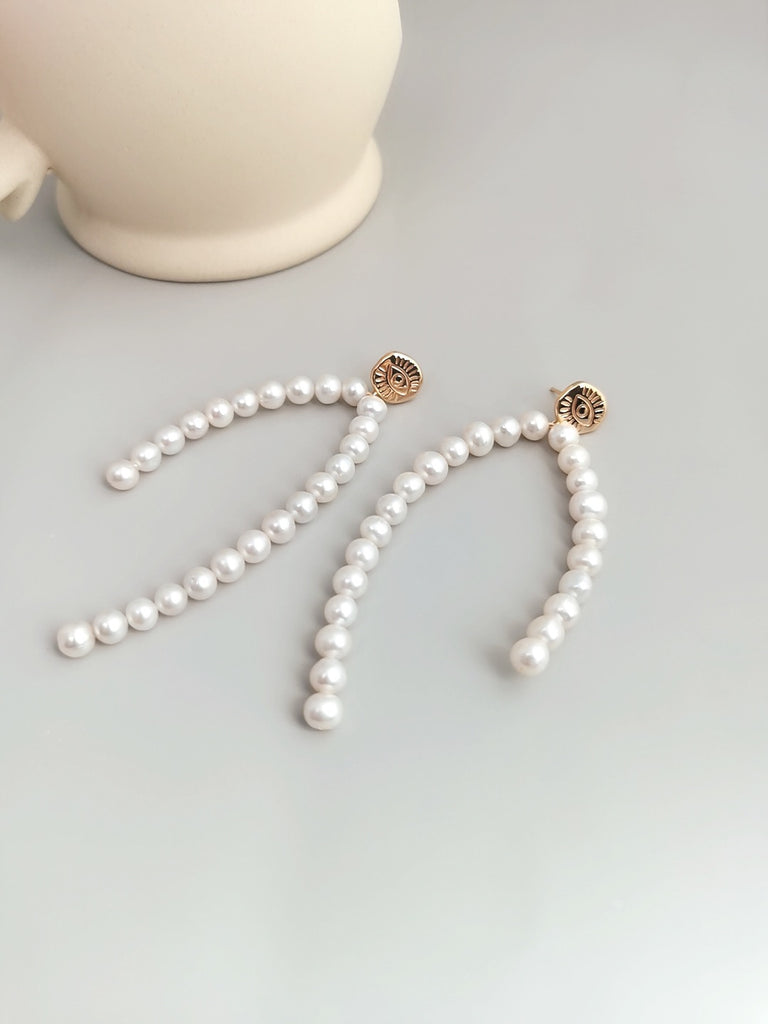 Long Natural Pearl Earrings (single) E0701