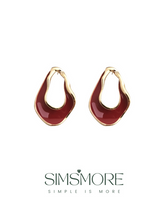 Load image into Gallery viewer, Red Oil-drop Glaze Earrings E0802