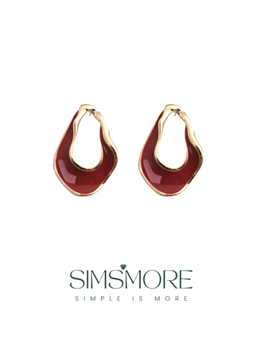 Red Oil-drop Glaze Earrings E0802