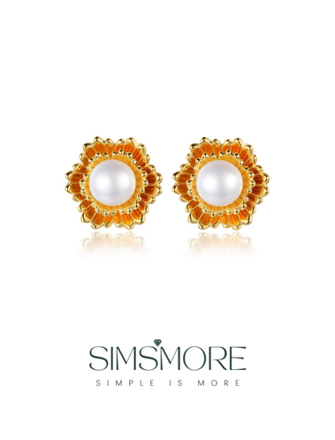 Sunflower Natural Pearl Earrings E0646