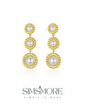 Three Flowers Imitation Pearl Earrings E0613