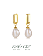 Load image into Gallery viewer, Baroque Pearl Geometric Earrings E0729