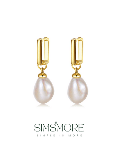 Baroque Pearl Geometric Earrings E0729