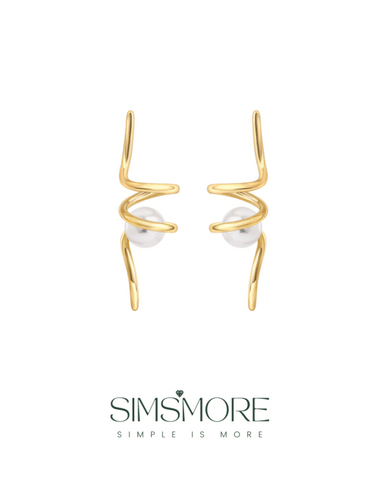 Curved Silver Pearl Earrings E0352 – simsmore