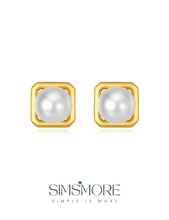 Load image into Gallery viewer, Geometric Natural Pearl Earrings E0680