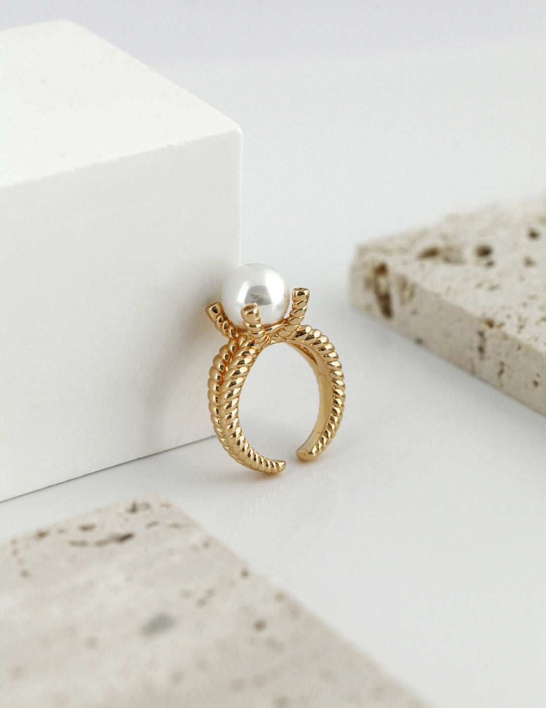 SHAPES STUDIO/Pearl Curved Open リング[14K Solid Gold] SHAPES STUDIO/Pearl Curved Open リング[14K Solid Gold]