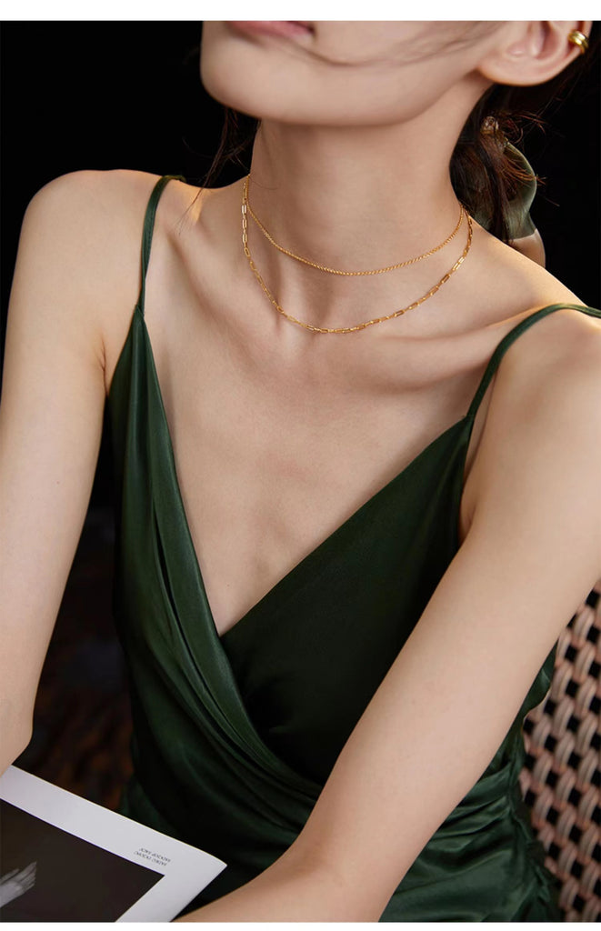 Layered Curb Link Chain Necklace D0205