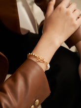 Load image into Gallery viewer, Pearl Sterling Silver Vintage Gold Bracelet SL0064