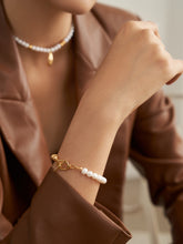 Load image into Gallery viewer, Pearl Sterling Silver Vintage Gold Bracelet SL0064