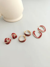 Load image into Gallery viewer, Red Oil-drop Glaze Earrings E0801