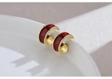 Load image into Gallery viewer, Red Oil-drop Glaze Earrings E0369