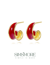 Load image into Gallery viewer, Red Oil-drop Glaze Earrings E0369