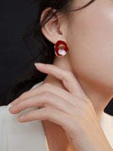 Load image into Gallery viewer, Red Oil-drop Glaze Earrings E0563