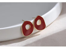Load image into Gallery viewer, Red Oil-drop Glaze Earrings E0563
