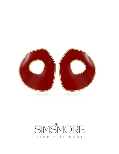 Red Oil-drop Glaze Earrings E0563