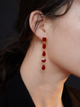 Load image into Gallery viewer, Red Oil-drop Glaze Earrings E0580