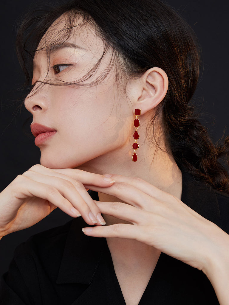 Red Oil-drop Glaze Earrings E0580