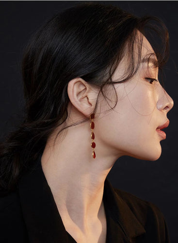 Red Oil-drop Glaze Earrings E0580