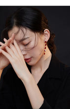 Load image into Gallery viewer, Red Oil-drop Glaze Earrings E0580