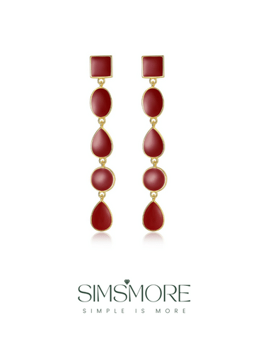 Red Oil-drop Glaze Earrings E0580