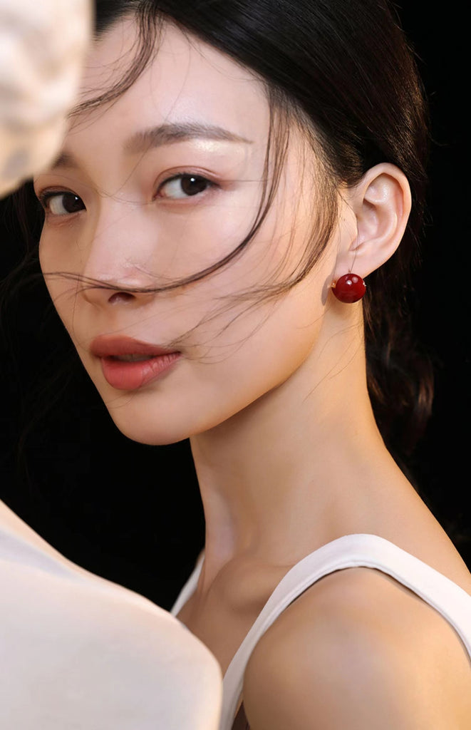 Red Oil-drop Glaze Earrings E0594