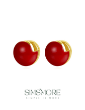 Load image into Gallery viewer, Red Oil-drop Glaze Earrings E0594