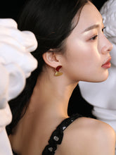 Load image into Gallery viewer, Red Oil-drop Glaze Earrings E0604