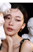 Load image into Gallery viewer, Red Oil-drop Glaze Earrings E0604