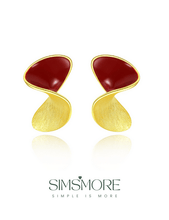 Load image into Gallery viewer, Red Oil-drop Glaze Earrings E0604