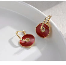 Load image into Gallery viewer, Red Oil-drop Glaze Earrings E0610