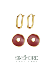 Load image into Gallery viewer, Red Oil-drop Glaze Earrings E0610