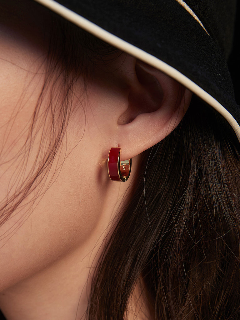 Red Oil-drop Glaze Earrings E0677